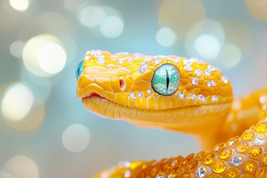 Snake head with rhinestones and diamonds