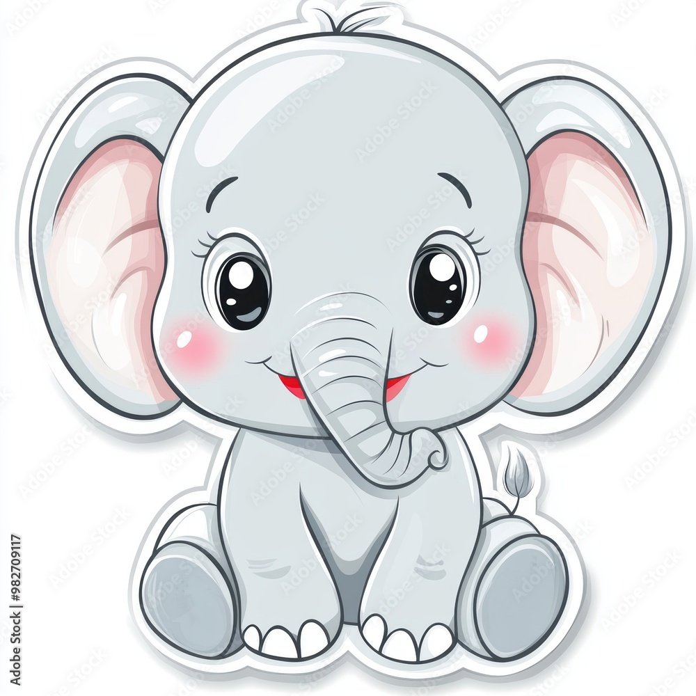 Sticker cute baby elephant.