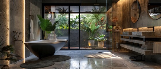 3d rendering modern bathroom full scene interior design