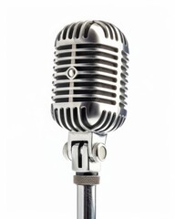 Obraz premium Vintage metal microphone on white background, cut-out, PNG, clipping path