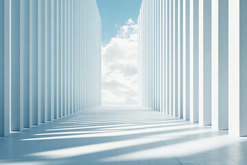 white background, blue, 3d background, architecture background, 3d building, creative, three-dimensional, corridor, outdoor, sunlight, clean, construction, backdrop, minimalist, 3d rendering, structur