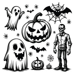 Obraz premium Halloween Vectors and Icons set Illustration