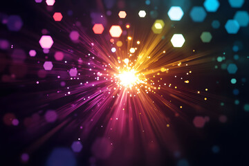 Fototapeta premium burst of colorfull light with hexagonal flare