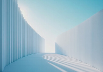 Obraz premium white background, blue, 3d background, architecture background, 3d building, creative, three-dimensional, corridor, outdoor, sunlight, clean, construction, backdrop, minimalist, 3d rendering, structur