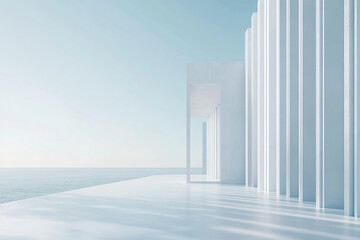 3D rendering white space architecture minimalist background