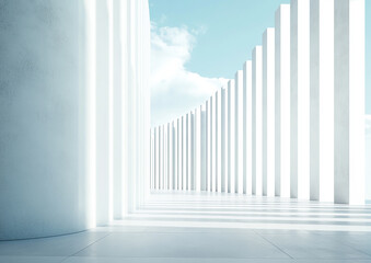 3D rendering white space architecture minimalist background