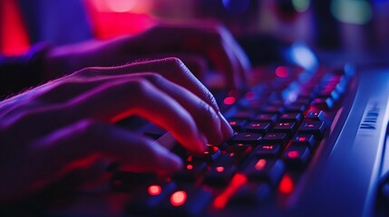 hands typing on a keyboard in a close-up view showcasing efficient computer work and digital communication