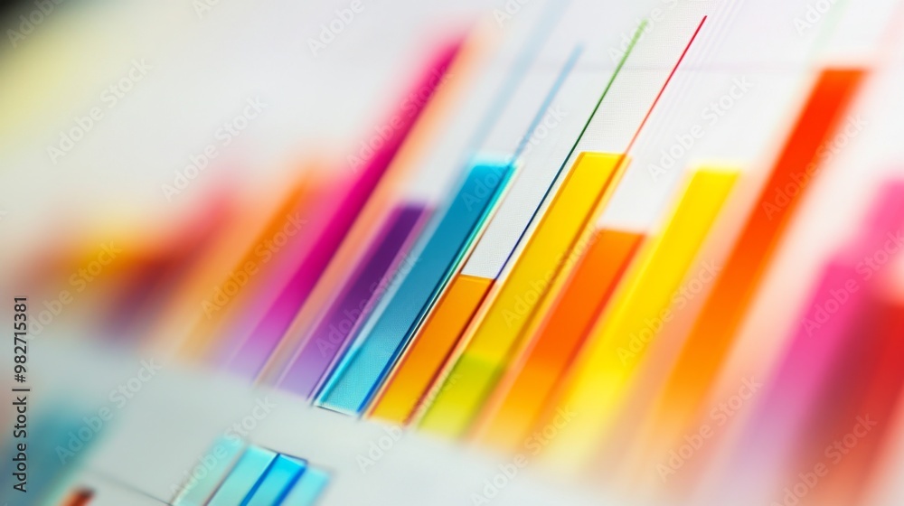 Poster a close-up of a financial bar chart on a computer screen, displaying rising and falling data points,