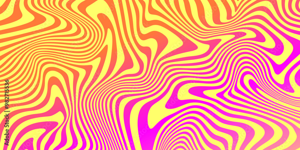Leinwandbilder cool y2k wavy vector pattern. trendy groovy abstract curvy striped background. geometric linear opti