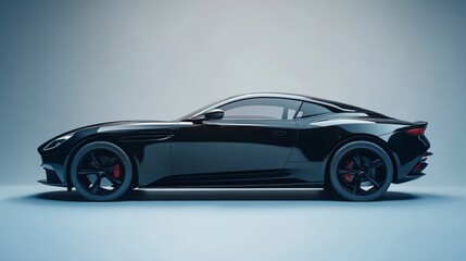 Fototapeta premium Black Luxury Sports Car Side View.