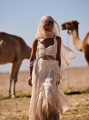 woman in the desert, fashion shooting in Morocco