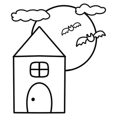 Halloween haunted house outline