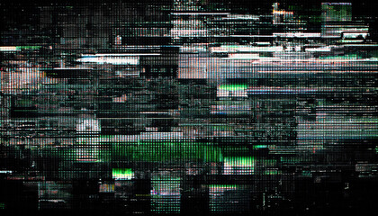 Abstract digital glitch art screen digital noise, multicolored distorted lines and chaotic patterns, technological errors modern media.