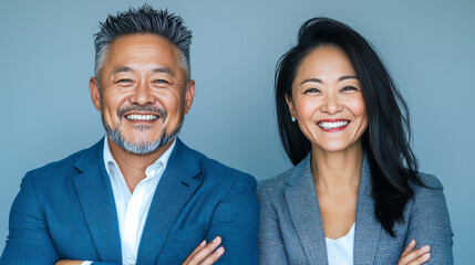 Fototapeta premium Smiling business colleagues looking at camera