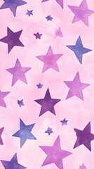 Obraz premium Purple Stars on Pink Background, Abstract Image, Texture, Pattern Background, Wallpaper, Cover and Screen for Smartphone, PC, Laptop, 9:16 and 16:9 Format