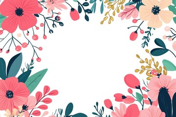 Floral frame wedding clipart in 2D cartoon style Ideal for invitations bridal showers and various celebrations