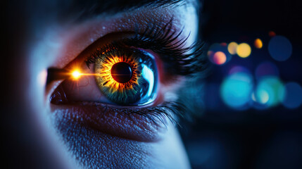 Doctor s hand holding a small flashlight to check a patient s eyes, eye check, pupil reflex test