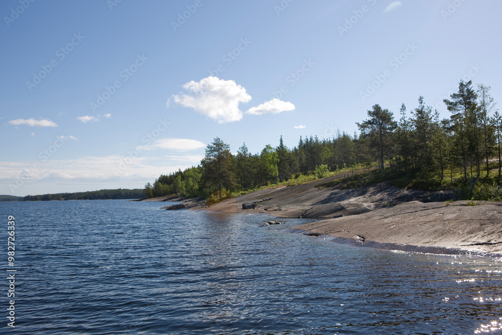 Wall mural russia karelia lake onega on a cloudy summer day