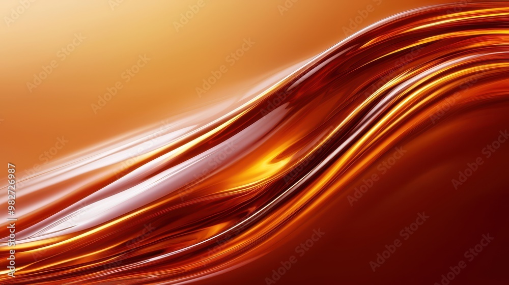 Poster Abstract fluid gradient lines on a smooth golden and brown background, perfect for modern design and artistic creativity.
