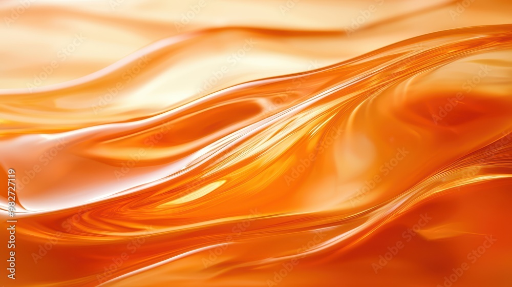 Poster Abstract orange background with smooth flowing waves and glossy texture, creating a warm and vibrant visual effect.