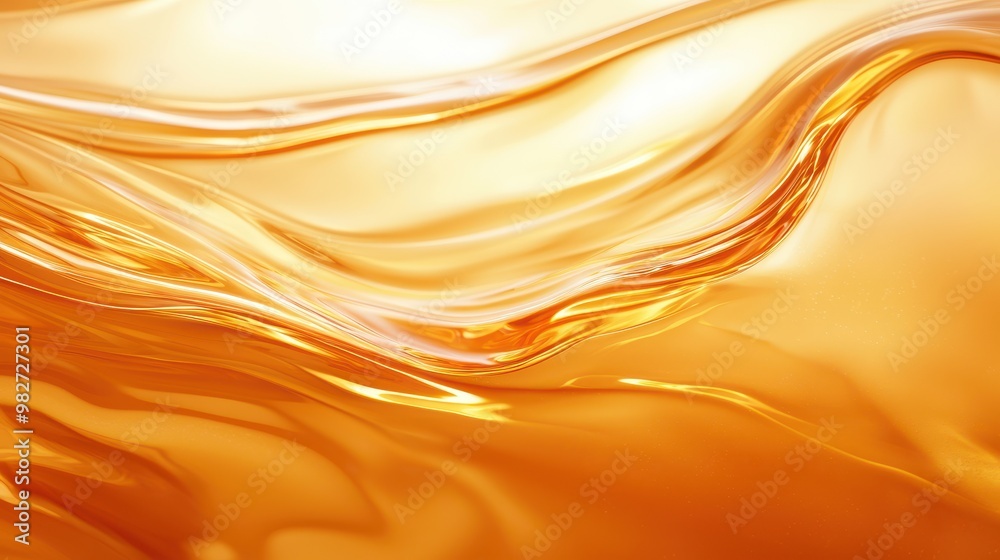 Poster Abstract smooth golden fluid texture background, shiny and metallic surface with vibrant waves, perfect for luxury design and elegance concepts.