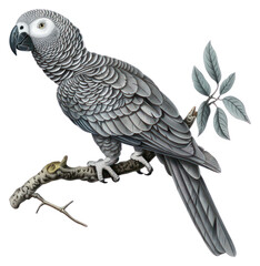 Fototapeta premium PNG Detailed parrot perched on branch