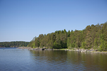 Russia Karelia Lake Onega on a cloudy summer day