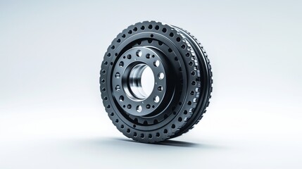 Metal gear component with precision holes, used in automotive or industrial machinery, against a white background.