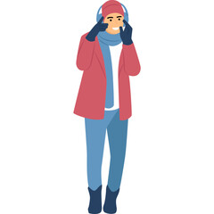People Wearing Winter Jacket Illustration