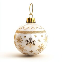 Cute 3D Christmas tree ornament with a glossy finish, decorated with tiny snowflakes and a golden string, set on a white background
