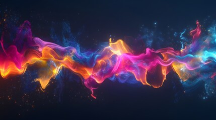 Fototapeta premium A 3D soundwave splitting the air with vibrant glowing colors and abstract shapes