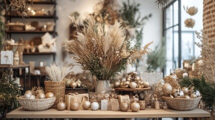 Sustainable festive decor featuring natural materials, eco-friendly ornaments, and recyclable elements, creating a stylish yet environmentally conscious holiday display.