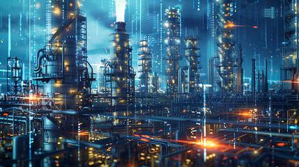 Obraz premium future holographic factory