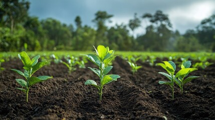 replanting trees to restore deforested land and promote forest conservation efforts for climate recovery and habitat restoration