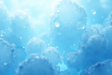 Close-up of Ice Cubes with Water Droplets and a Blue Background