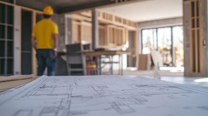 General contractor overseeing a home renovation project, coordinating various tradesmen and ensuring the work is completed to a high standard
