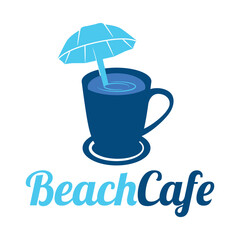 beach cafe flat minimalist logo design