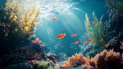 Obraz premium A colorful fish tank with a variety of fish swimming in it