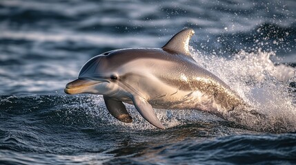 Naklejka premium bottlenose dolphin in its natural marine habitat swimming through the sea as part of the diverse and beautiful ocean wildlife