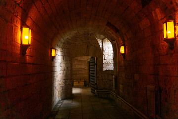 Fototapeta premium underground passage, tunnel in an ancient castle