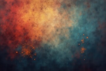 Abstract Orange and Blue Watercolor Background with Glitter