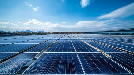 In a sustainable manufacturing facility, solar panels power the production line, and recycled materials are used in the manufacturing process. The plant is a model of environmental responsibility.