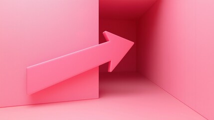 a 3d huge abstract pink arrow for efficency