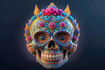 skull with a ribbon