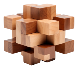Geometric plus shape wood toy white background.