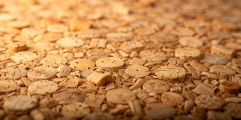 Fototapeta premium Natural cork texture creates a warm, artistic mood, ideal for design backgrounds. The detailed structure of the cork enhances its organic feel, with ample copy space for text or branding