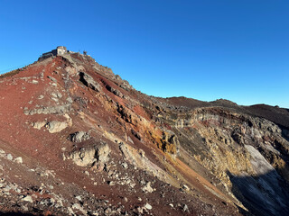 Summit View of Mount Fuji with Weather Station on a Clear Day