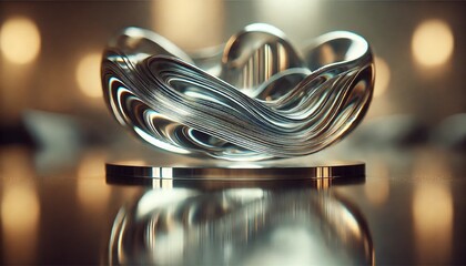 Sculptural Elegance: A Modern Metallic Form Reflecting Light and Flow