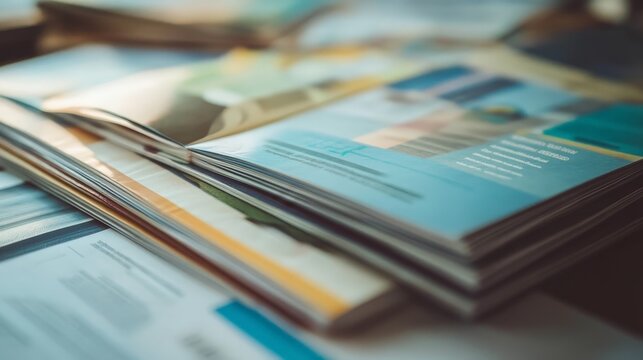 A close-up of educational pamphlets on financial literacy, focusing on different aspects of finance