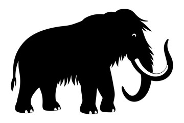 Mammoth Silhouette, Prehistoric Animal Vector, Woolly Mammoth Illustration, Ice Age Wildlife Clipart